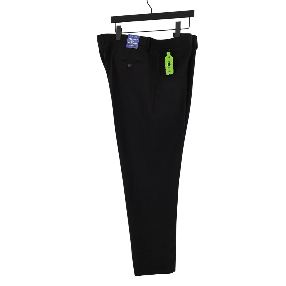Haggar Perfect Fit‎ Waistband Dress Pants Black Mens 42x32